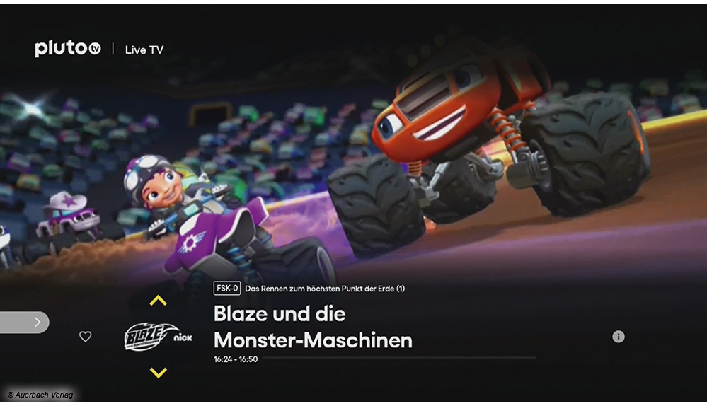 Für die jüngsten Familienmitglieder hat die Plattform mehrere themenspezifische Sender implementiert. Auch die Nickelodeon-Serie „Blaze“ hat einen eigenen Sender