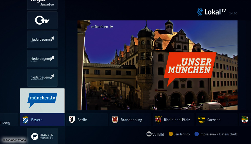 Regionalfernsehen kommt nicht zu kurz: Verschiedene lineare Sender gibt es über ­Satellit, aber auch das Lokal TV-Portal bringt regionale Inhalte ins Wohnzimmer