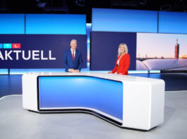 Peter Kloeppel und Ulrike von der Groeben im RTL AKtuell Studio