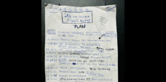 Zettel mit handschriftlich durch Joko und Klaas erstellten Programmplan fuer Prosieben
