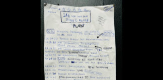 Zettel mit handschriftlich durch Joko und Klaas erstellten Programmplan fuer Prosieben