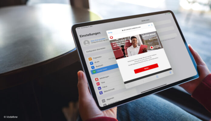 Vodafone-Seite auf dem iPad