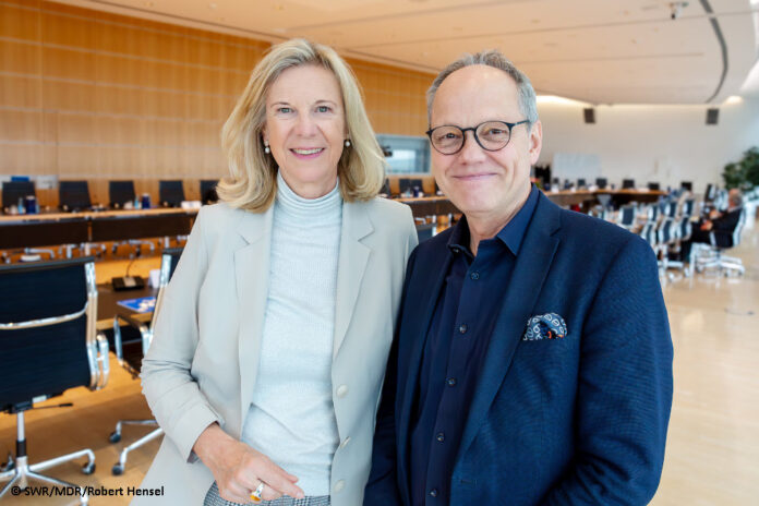 Katja Wildermuth, Intendantin des Bayerischen Rundfunks, und Kai Gniffke, Intendant des Südwestrundfunks und Vorsitzender der ARD.