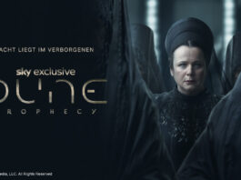Dune Prophecy Logo mit Emily Watson im schwarzen Gewand