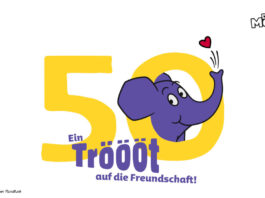 50 Jahre Kleiner Elefant Schriftzug