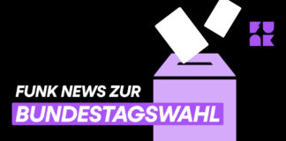 Logo von "Funk News zur Bundestagsswahl", Schrift auf schwarzem Hintergrund