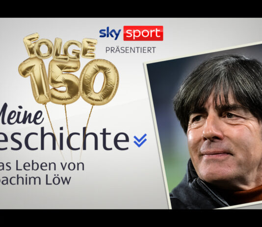 Ankündigungsbild zu "Meine Geschichte - Das Leben von Joachim Löw". Ein Foto von Jogi Löw und ein Schriftzug.
