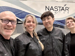 Eric Philips, Jannicke Mikkelsen, Chun Wang und Rabea Rogge beim Fram2 crew training im Nastar Center, Pennsylvania im Mai 2024
