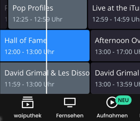 EPG Waipu Stingray Musiksender