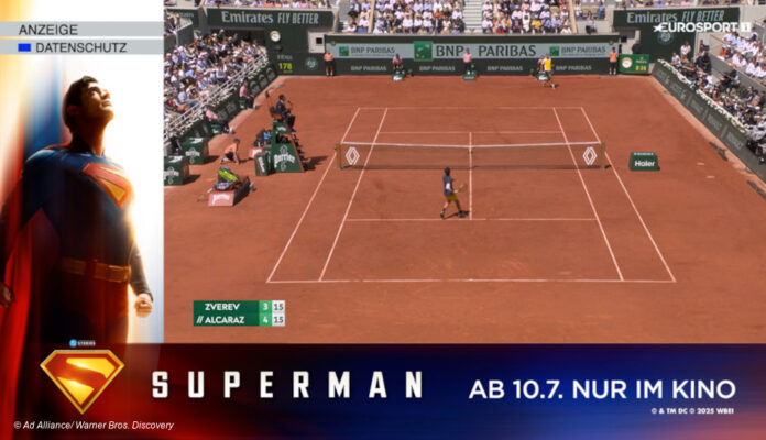Eurosport 1 mit Superman Werbung