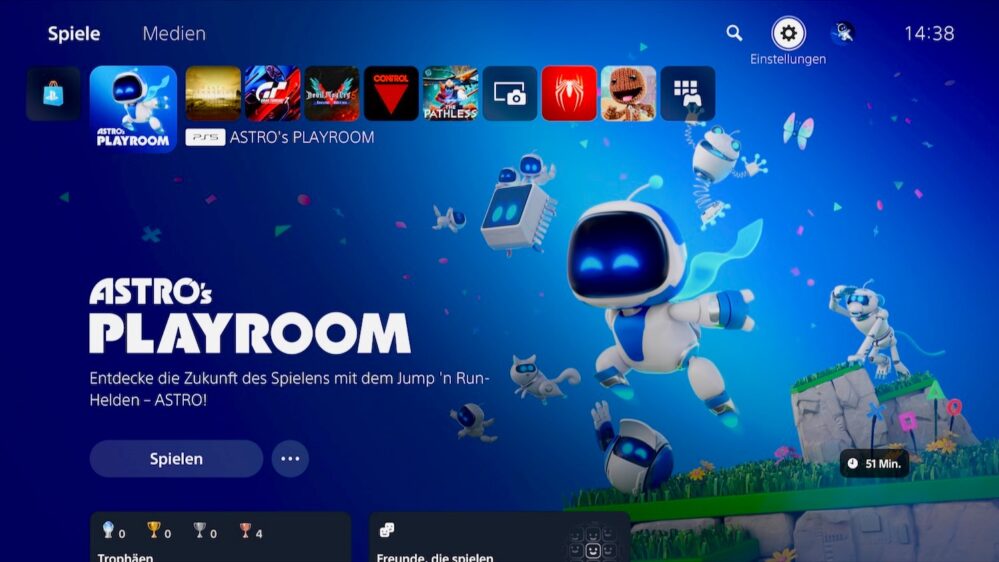 PS5 HDR Kalibrierung Homescreen