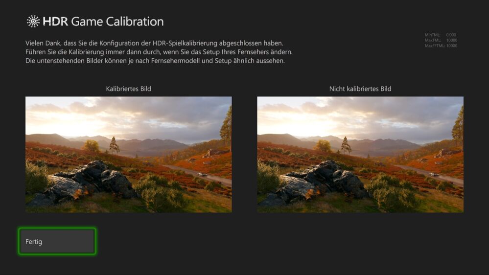 HDR Kalibrierung Xbox