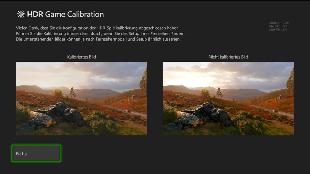 HDR Kalibrierung Xbox