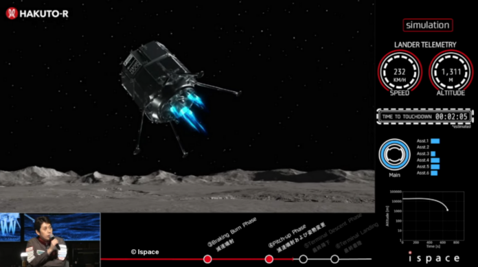 Der Lander Resilience rund eine Minute, bevor das Signal zu ihm verloren ging
