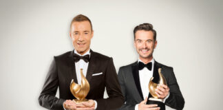 Kai Pflaume und Florian Silbereisen mit der Goldenen Henne