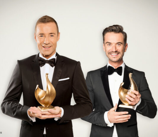 Kai Pflaume und Florian Silbereisen mit der Goldenen Henne
