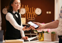 Bezahlen an Hotelrezeption