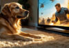 Hund schaut TV