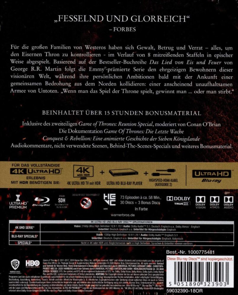Game of Thrones 4K Blu-ray