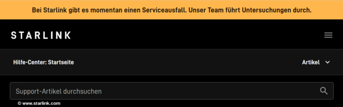 Seit dem 24. Juli gegen 21 Uhr ist das Starlink-Satellitensystem mit einem Serviceausfall konfrontiert