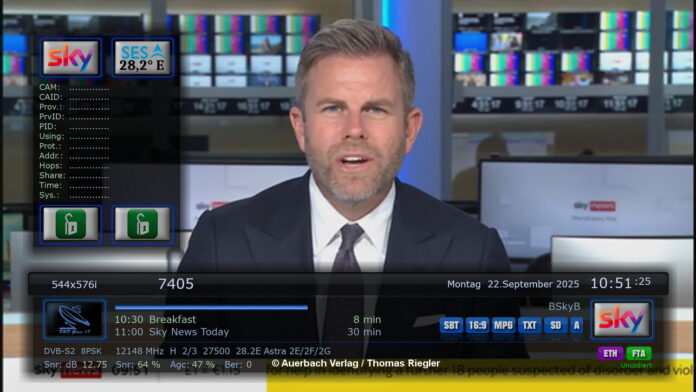 Sky News UK wechselt den Transponder auf 28,2 Grad Ost