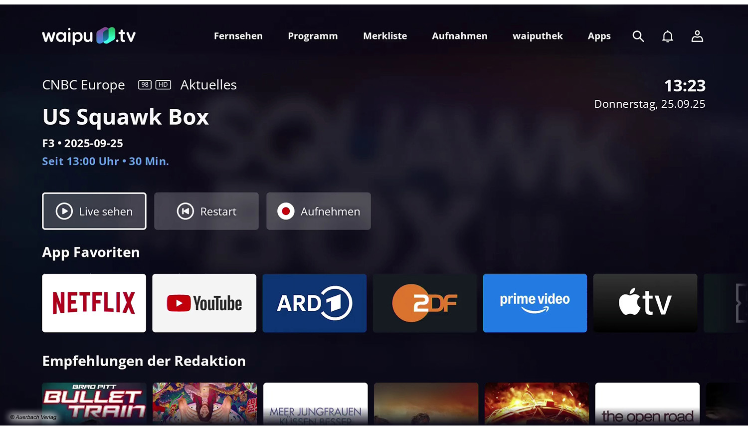 Waipu.TV Stick 2. Generation Startseite