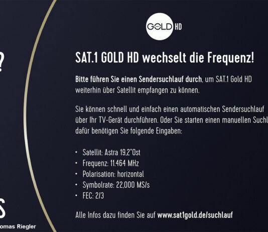 Sat.1 Gold HD ist auf Astra über eine neue Frequenz zu empfangen