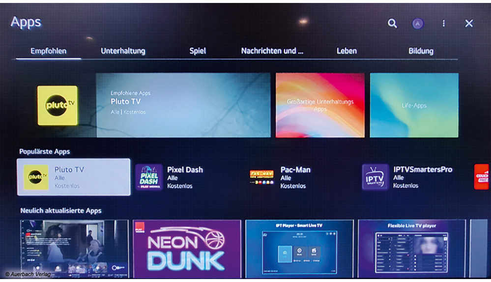 Viele Apps stehen beim webOS-Betriebssystem zur Verfügung, einige sollen in den kommenden Wochen folgen, etwa MagentaTV