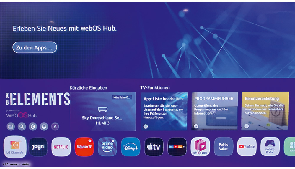 Die Startseite ist übersichtlich und aufgeräumt. Apps können sortiert werden