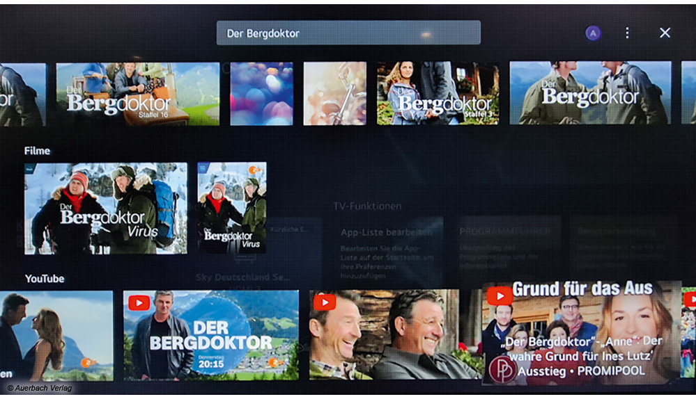 Auch bei webOS bleibt leider RTL+ bei der Suche ausgegrenzt, die Mediathek des ZDF wird aber gefunden